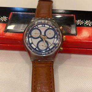 Rare 1991 Swatch Chronos Watch with case and original warranty.